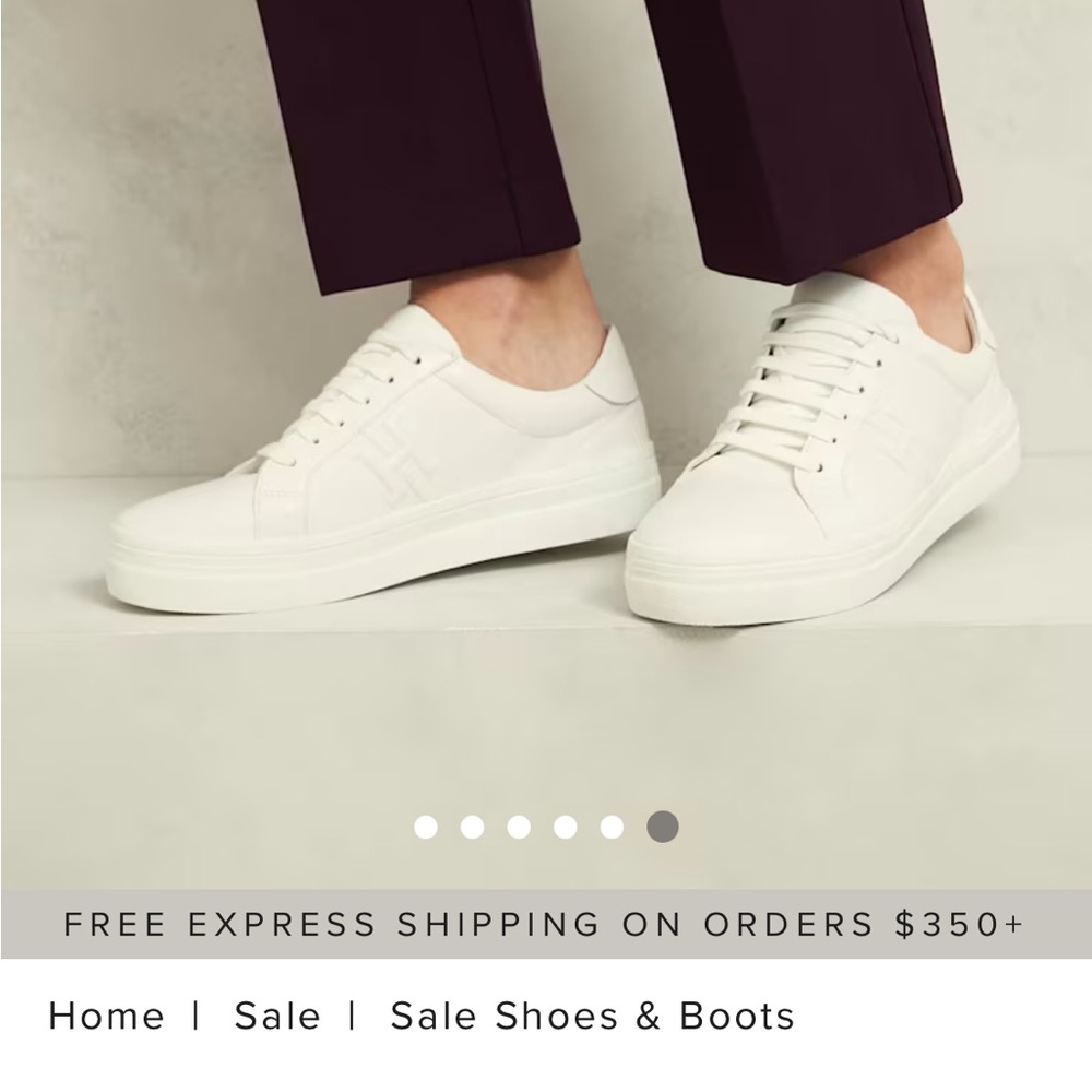 NWT Hobbs White Lace-Up Sneakers